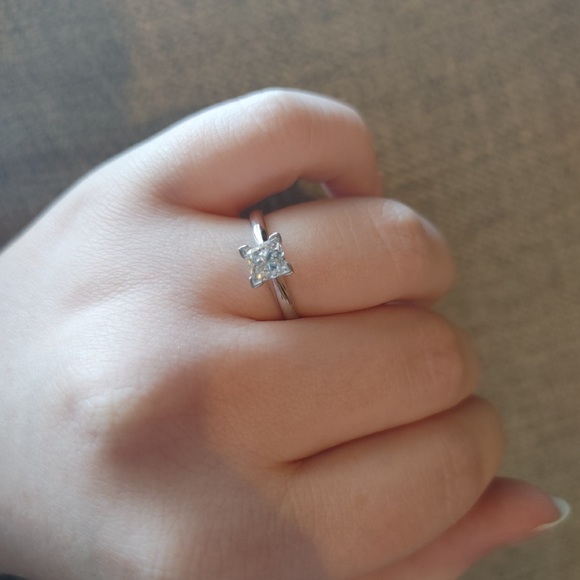 14K white gold 1ct natural diamond ring - Picture 1 of 1